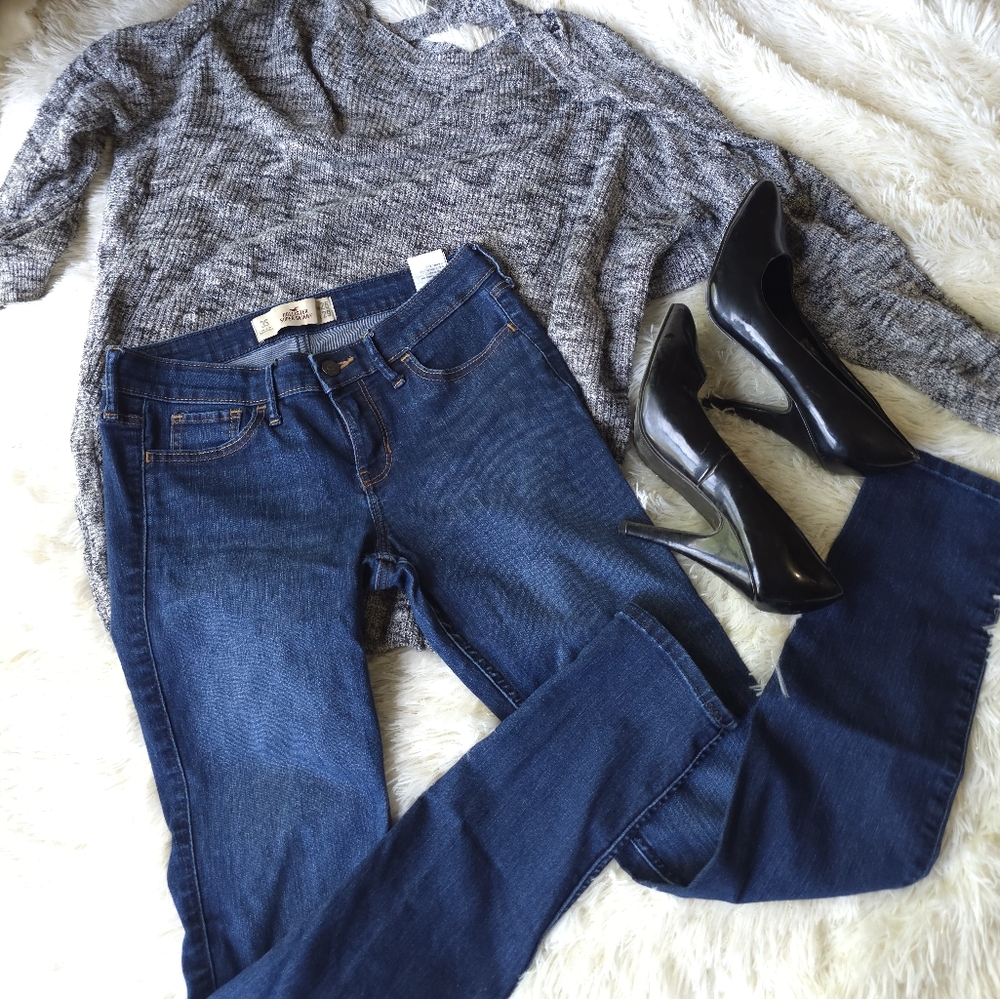 Express Marled Gray Oversized 3/4 Sleeve Sweater In Size Small